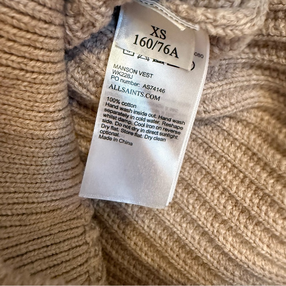 all saints | beige ribbed knit top - Picture 6 of 6